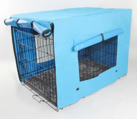 24" Foldable Metal Pet Crate with Canvas Cover, Tray YES4PETS