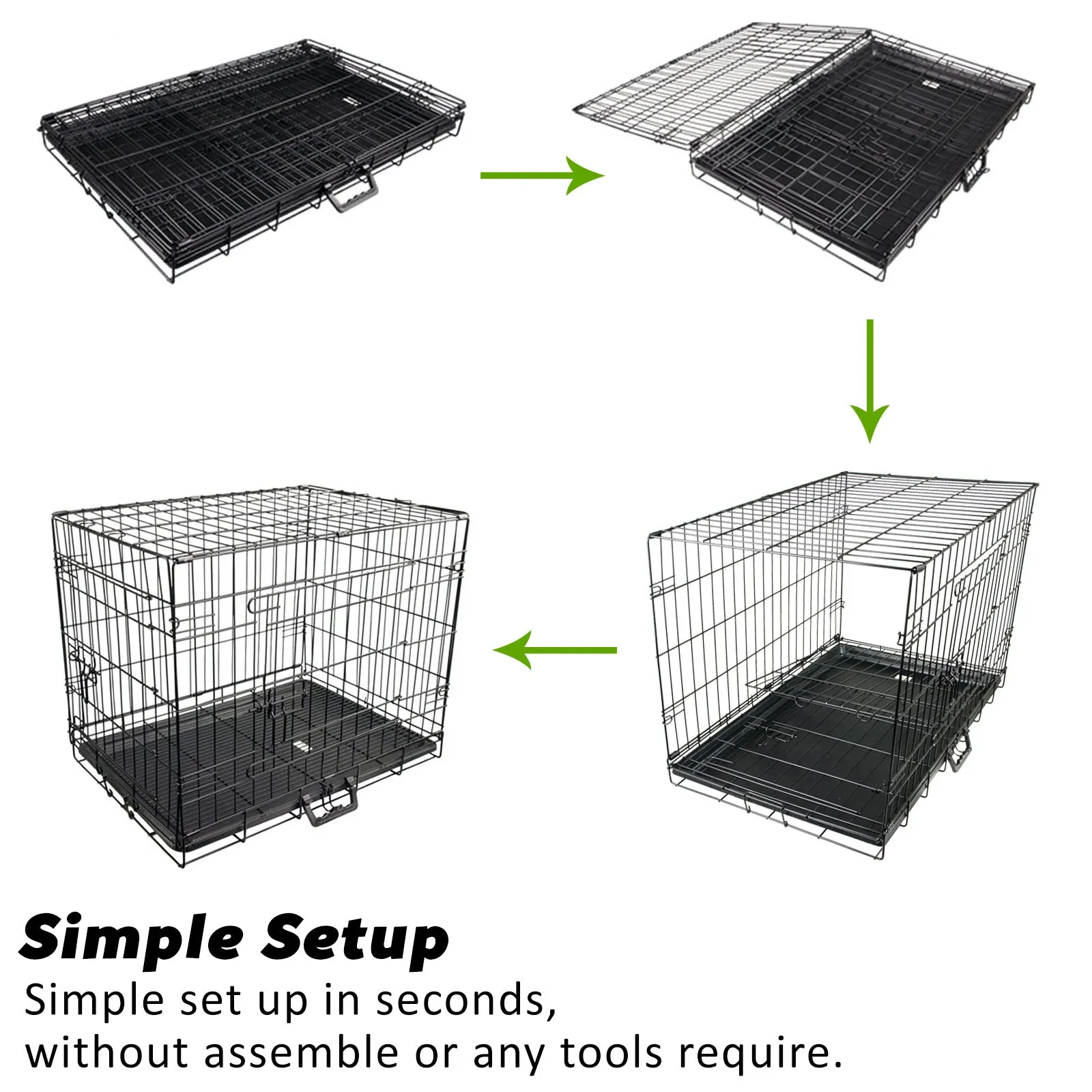 30in Foldable Wire Dog Crate with Tray & Cushion Mat - Paw Mate