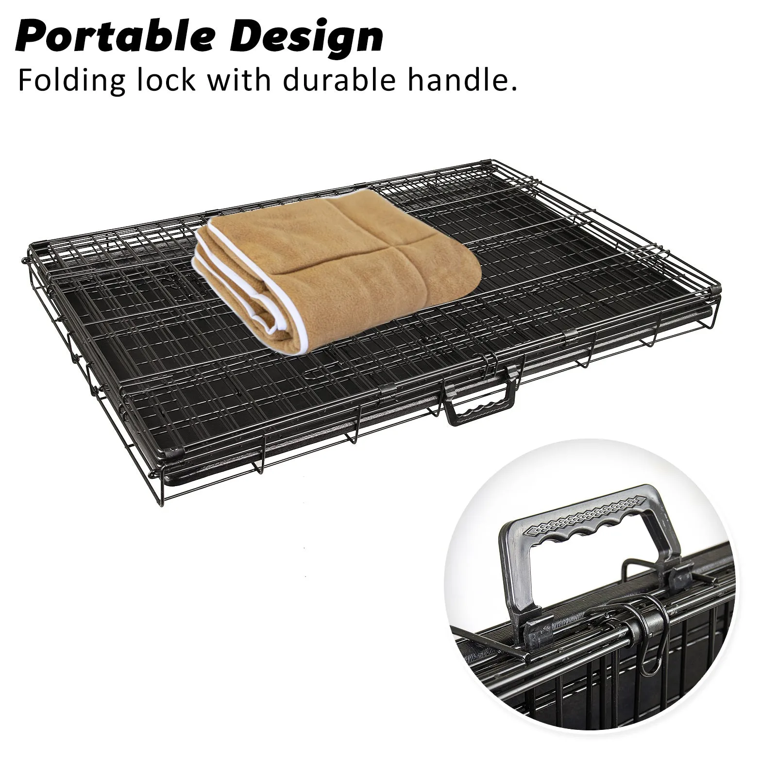 30in Foldable Wire Dog Crate with Tray & Cushion Mat - Paw Mate