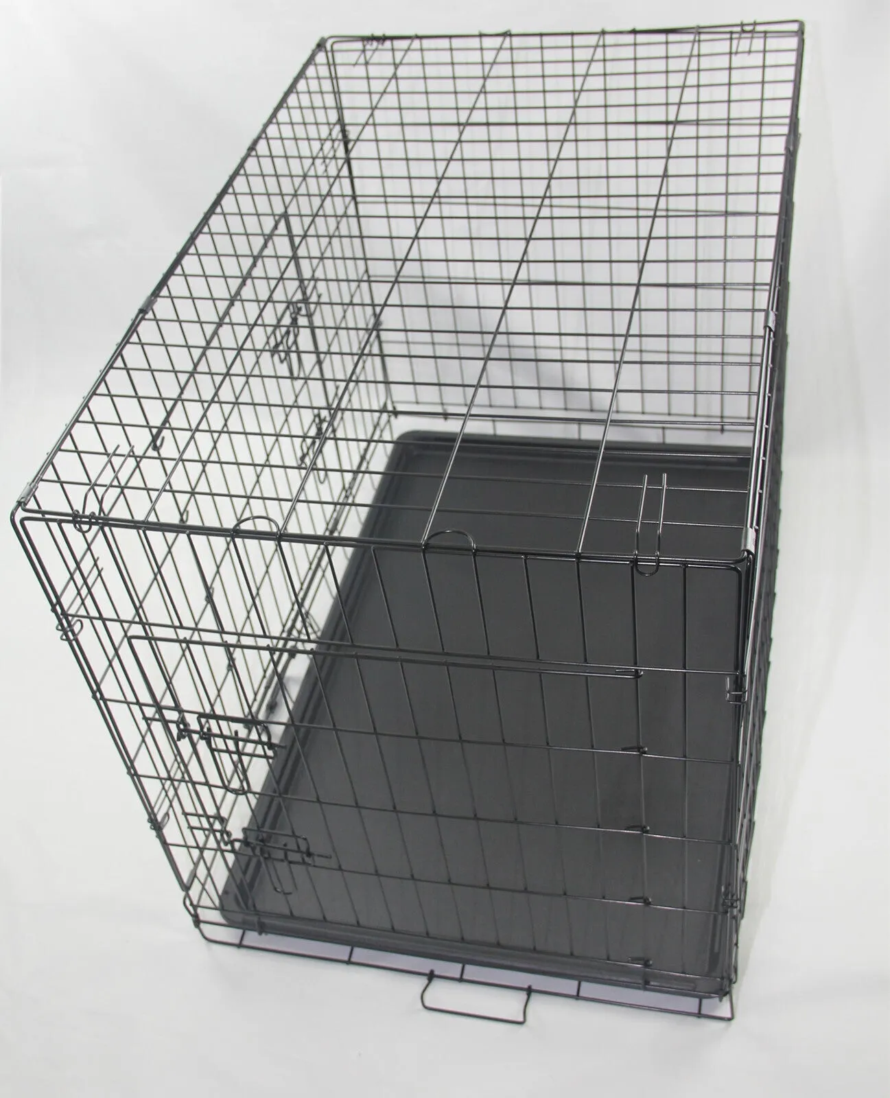 30" Foldable Metal Pet Crate w/ Double Doors and Blue Cover