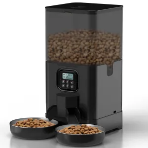 6L Digital Automatic Pet Feeder, Stainless Steel Twin Bowls