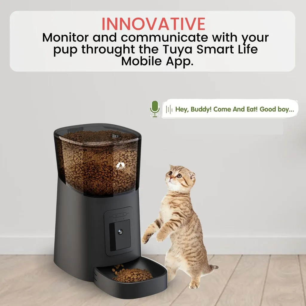 6L Smart Pet Feeder with 1080p Camera, Black - Floofi