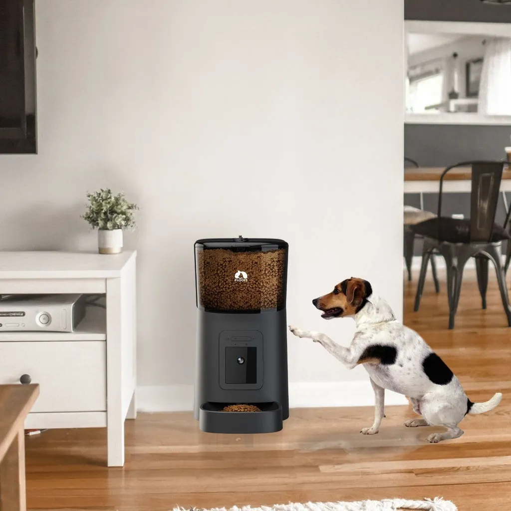 6L Smart Pet Feeder with 1080p Camera, Black - Floofi