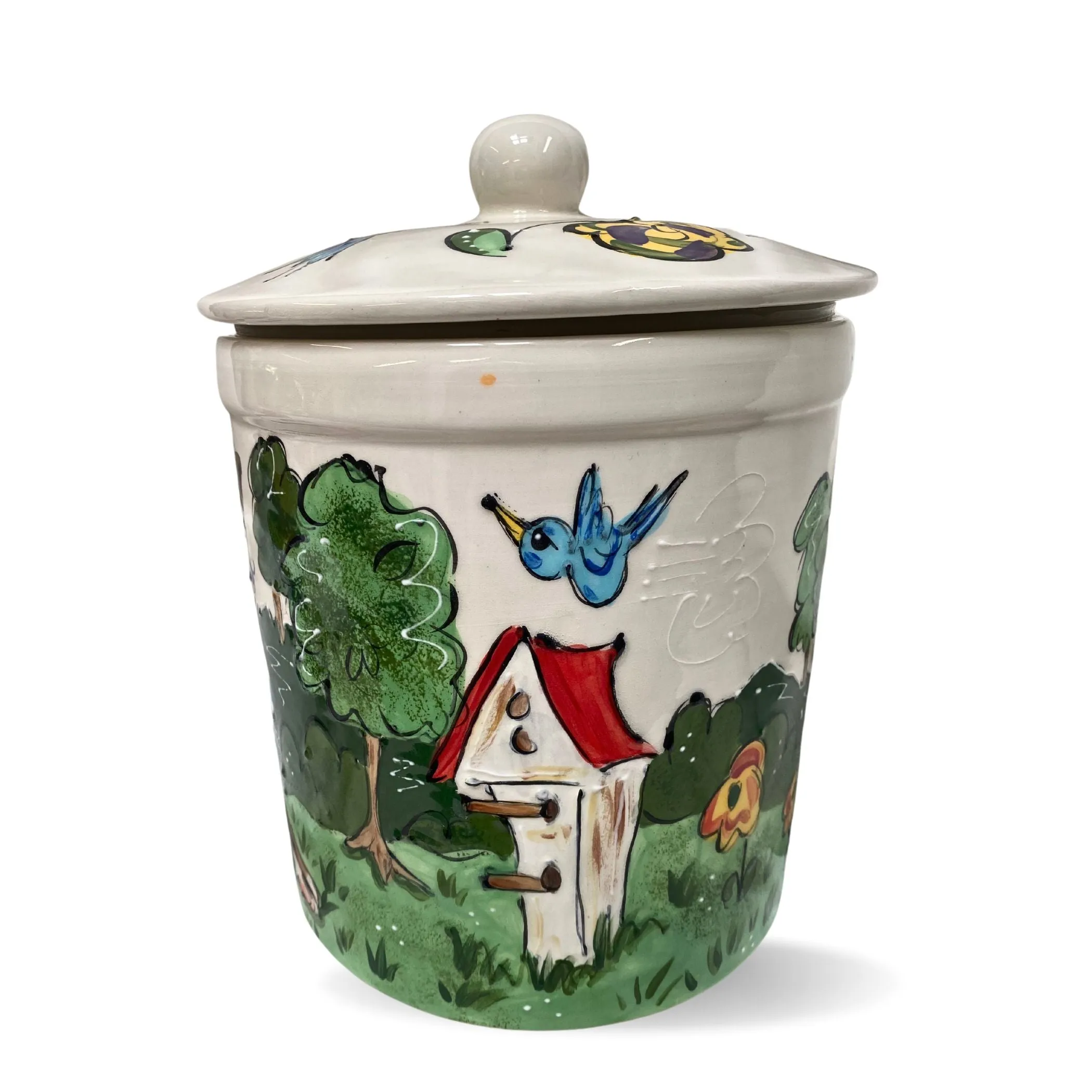 Barks & Birds Hand-Painted Ceramic Treat Jar