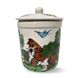 Barks & Birds Hand-Painted Ceramic Treat Jar