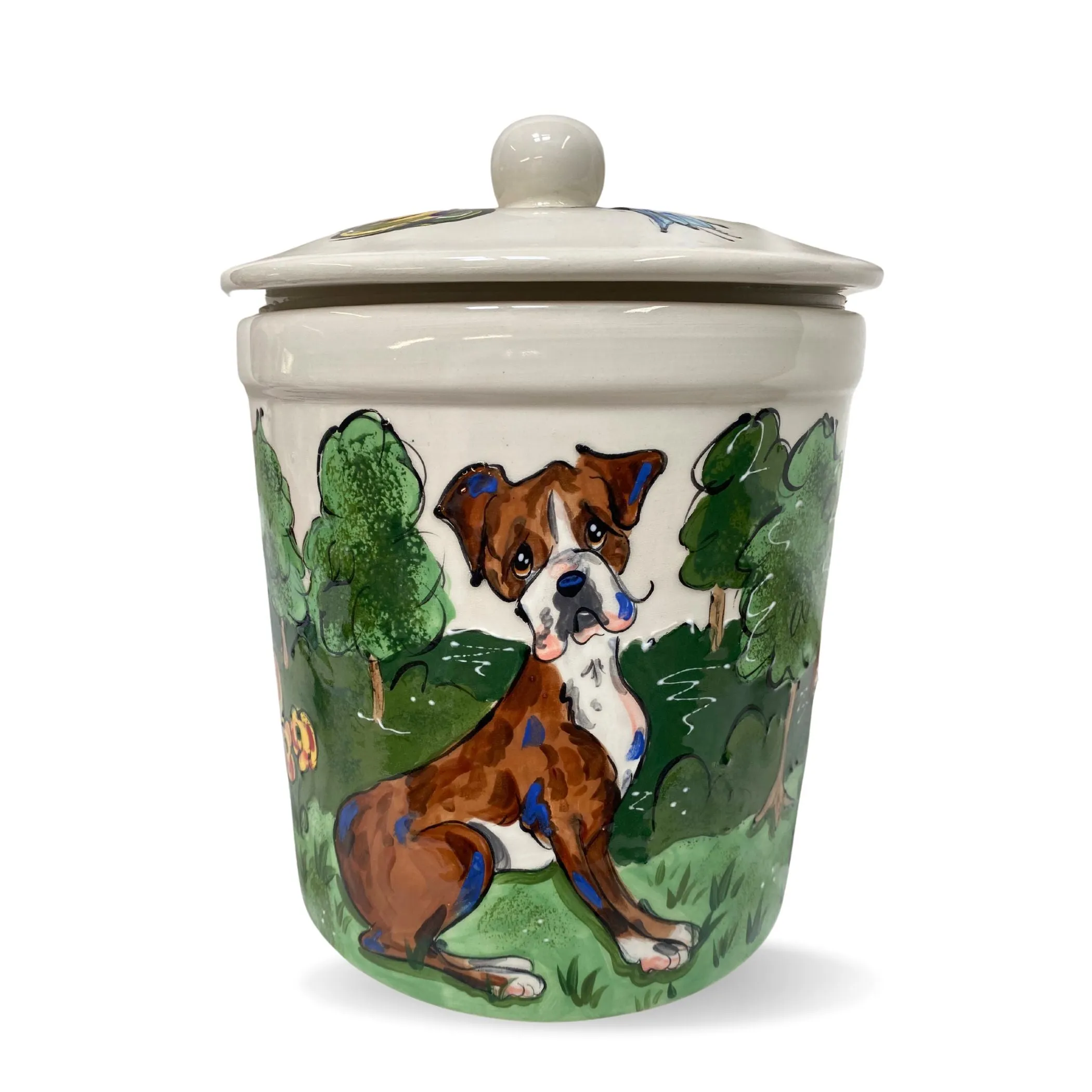 Barks & Birds Hand-Painted Ceramic Treat Jar