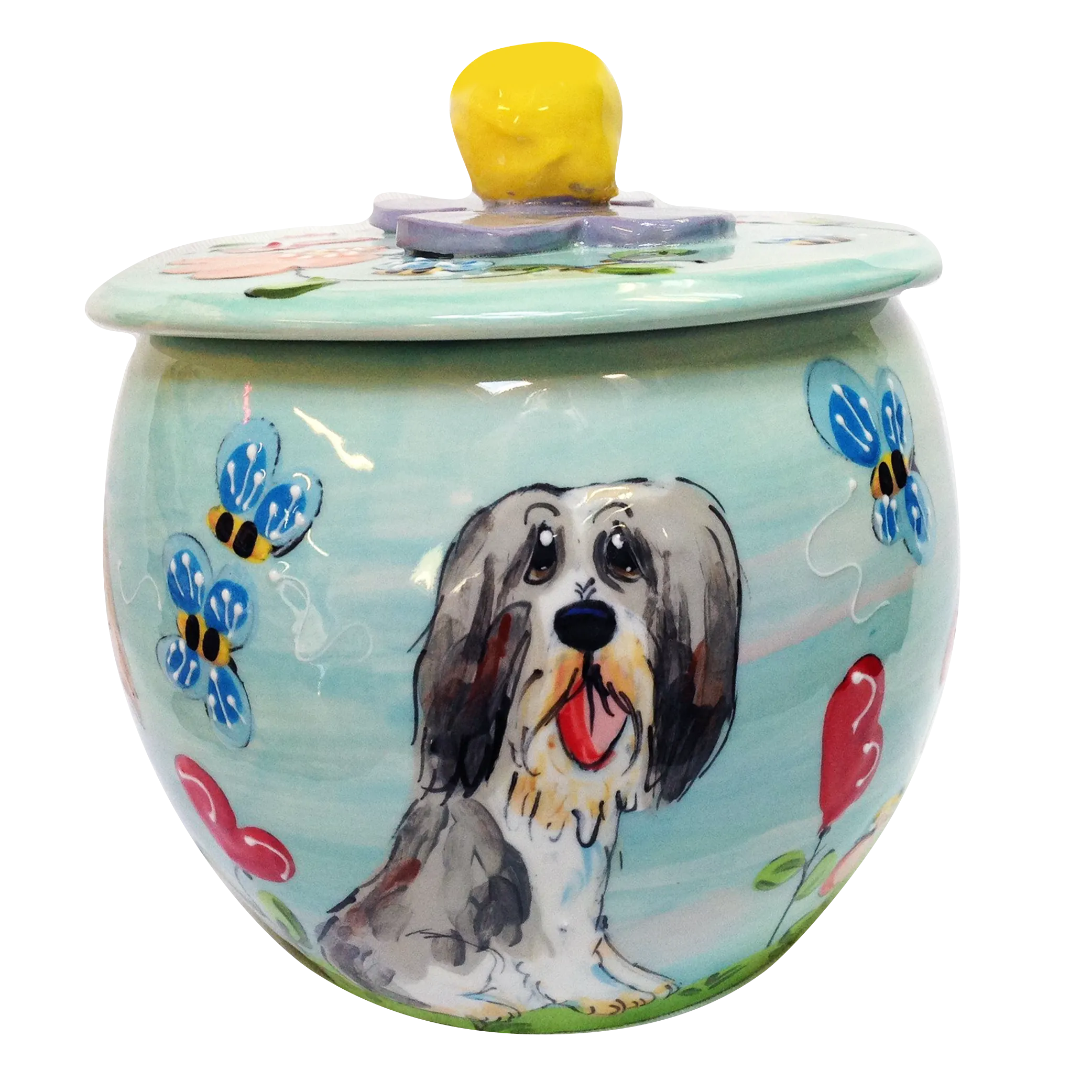 Bearded Collie in Garden Treat Jar