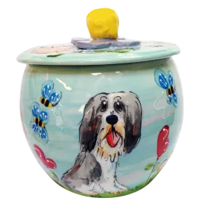 Bearded Collie in Garden Treat Jar