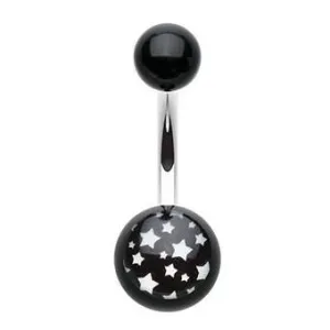 Black and White Star Gaze Navel Bar