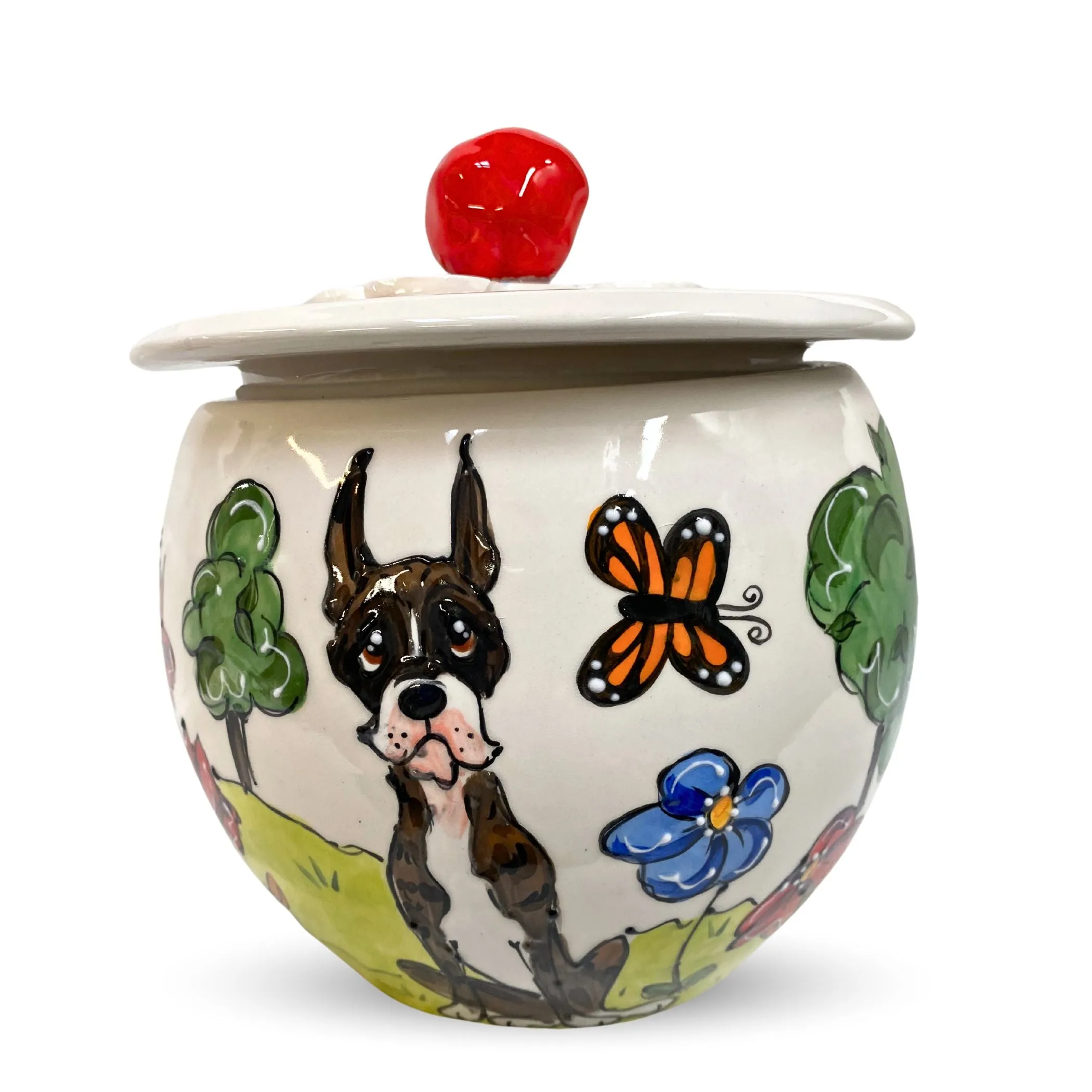 Boxer Breed Bonanza - Artisanal Hand-Painted Ceramic Trophy Treat Jar