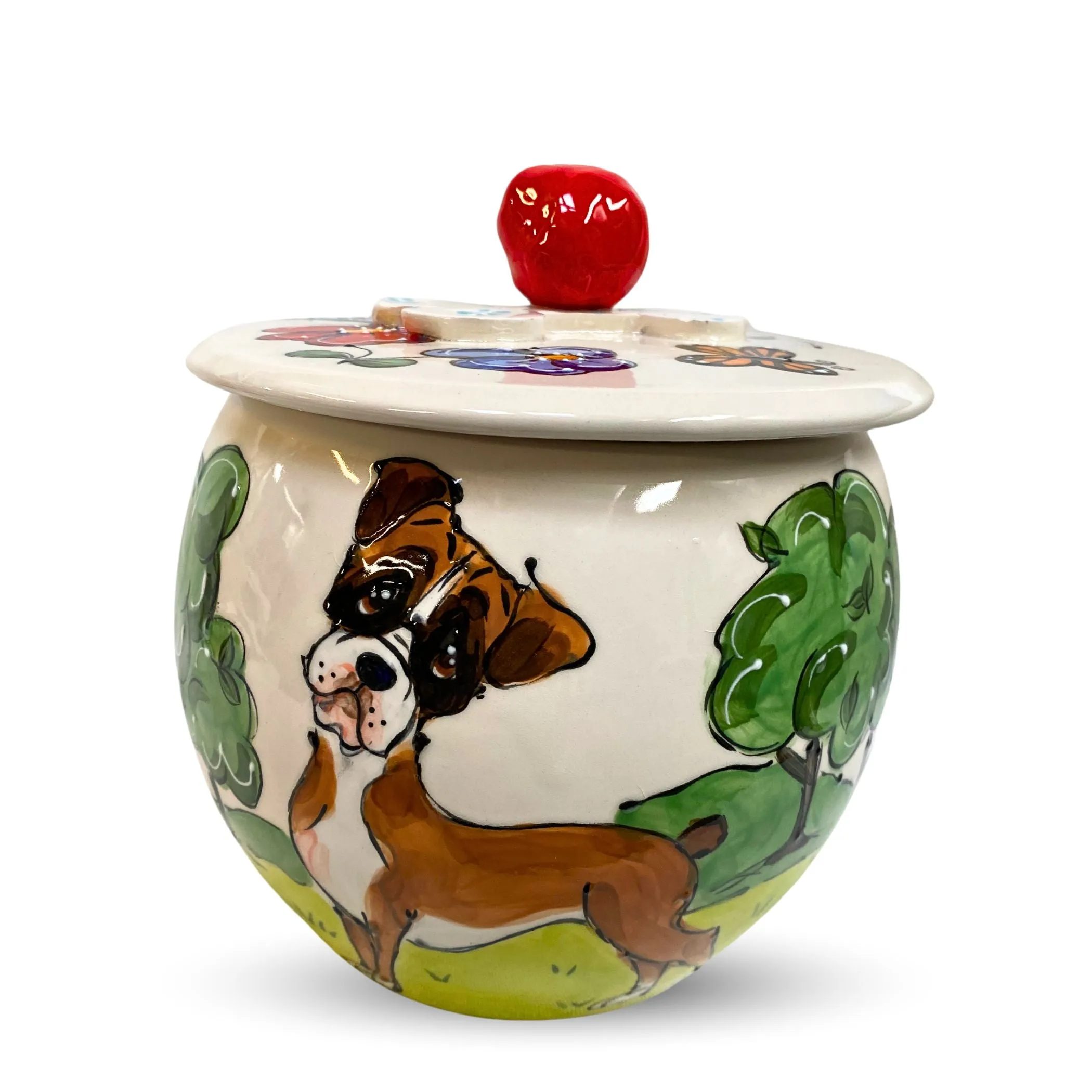 Boxer Breed Bonanza - Artisanal Hand-Painted Ceramic Trophy Treat Jar