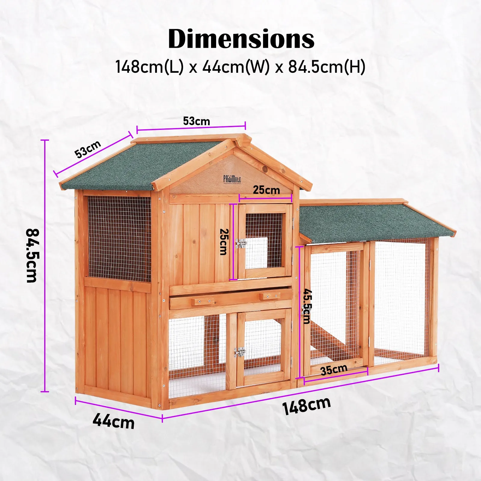 Durable 2-Storey Rabbit Hutch Chicken Coop with Run, PawMate