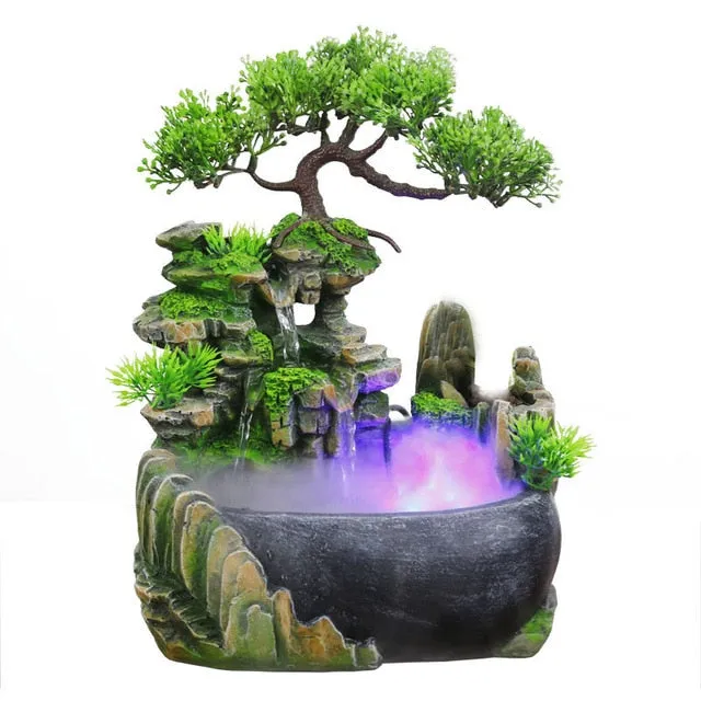 Feng Shui Flowing Waterfall Water Fountain Fengshui Lighted Fountain