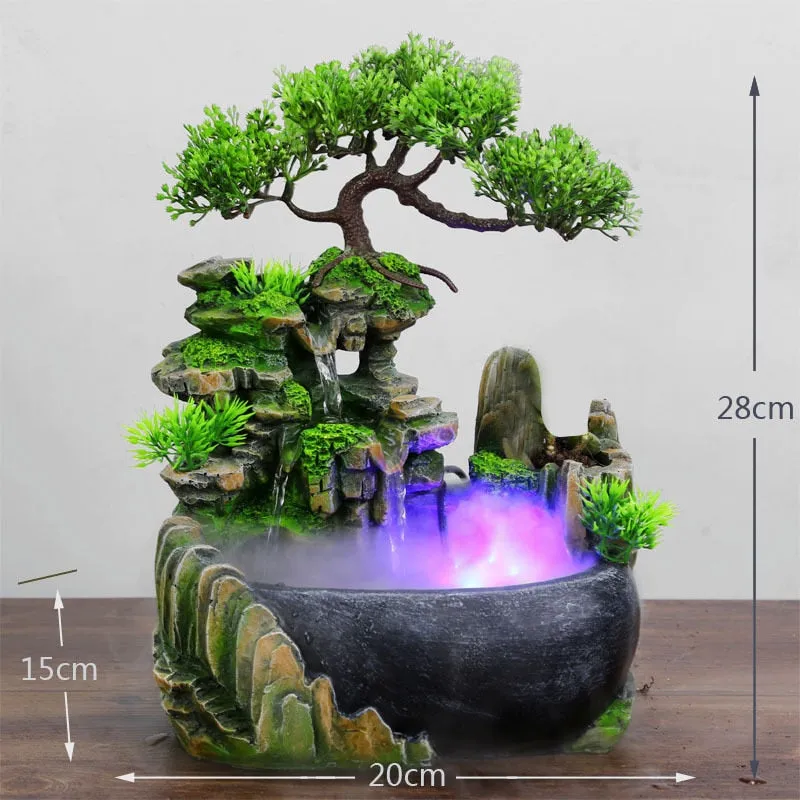 Feng Shui Flowing Waterfall Water Fountain Fengshui Lighted Fountain