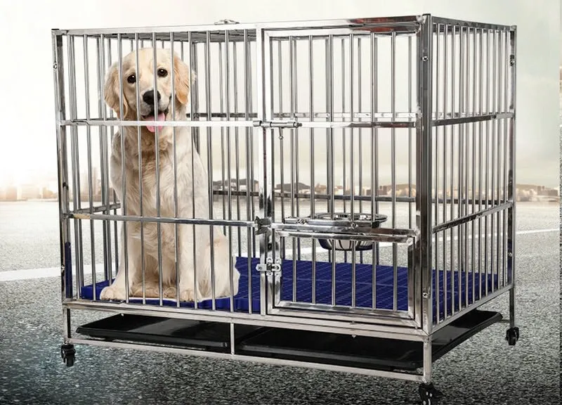 Folding Collapsible SS Dog Crate Cage Kennel