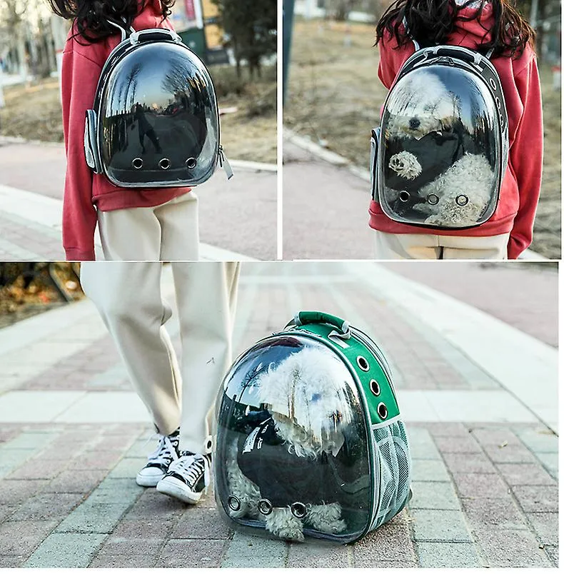 Green New Expandabale Cat Bag Breathable Portable Pet Carrier Bag Outdoor Travel Backpack For Cat And Dog Transparent Space Pet Backpack Fa1365