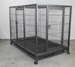 Heavy-Duty Metal Pet Cage with Wheels, Lockable Doors - YES4PETS