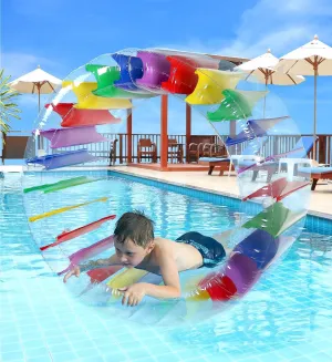 Kids Colorful Inflatable Water Wheel Roller Float  Giant Pool Float For Kids 52"