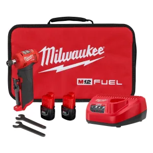 Milwaukee 2485-22 M12 FUEL Lithium-Ion Brushless Cordless 1/4" Right Angle Die Grinder Kit, 2.0 Ah