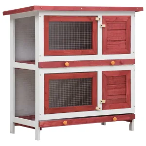 Outdoor Animal Hutch 4 Doors Wood