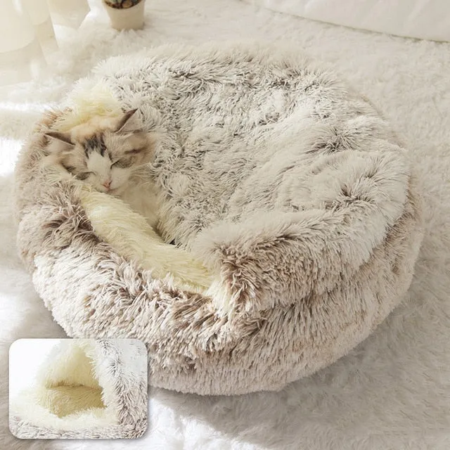 Pet Plush Warm Nest Kennel Soft Bed for Cats Dogs Cave House Sleeping Bag Cushion Mat Pad Tent Comfortable Winter Nest