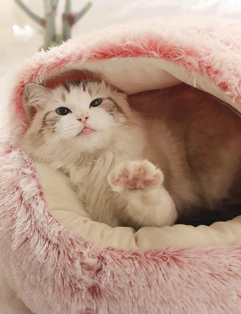 Pet Plush Warm Nest Kennel Soft Bed for Cats Dogs Cave House Sleeping Bag Cushion Mat Pad Tent Comfortable Winter Nest