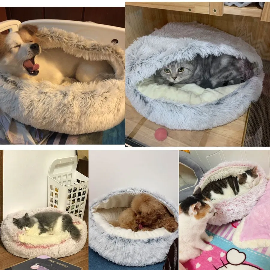 Pet Plush Warm Nest Kennel Soft Bed for Cats Dogs Cave House Sleeping Bag Cushion Mat Pad Tent Comfortable Winter Nest