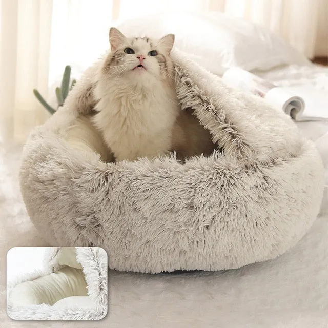 Pet Plush Warm Nest Kennel Soft Bed for Cats Dogs Cave House Sleeping Bag Cushion Mat Pad Tent Comfortable Winter Nest