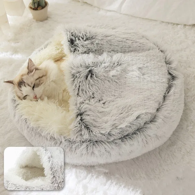 Pet Plush Warm Nest Kennel Soft Bed for Cats Dogs Cave House Sleeping Bag Cushion Mat Pad Tent Comfortable Winter Nest