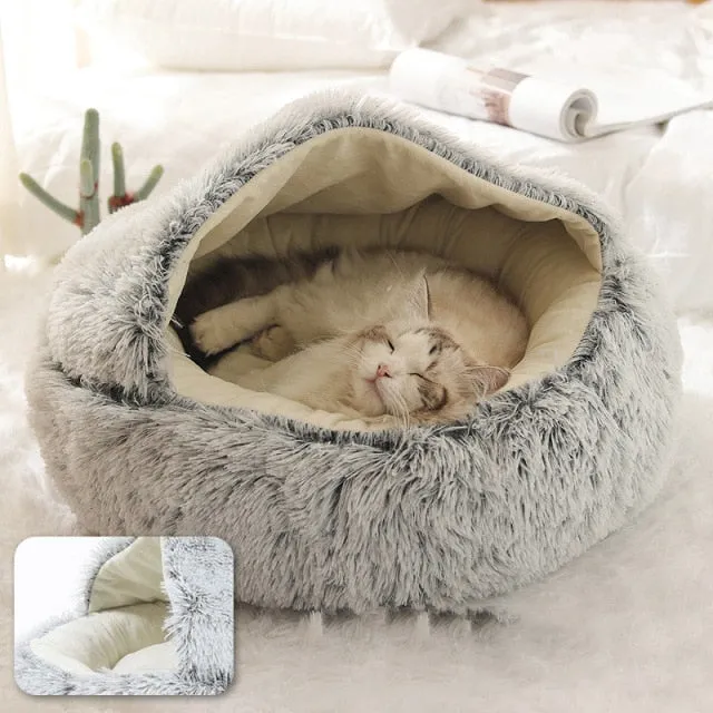 Pet Plush Warm Nest Kennel Soft Bed for Cats Dogs Cave House Sleeping Bag Cushion Mat Pad Tent Comfortable Winter Nest