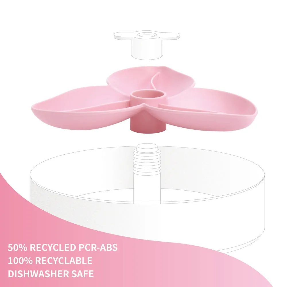 PetDreamHouse SPIN Accessories Interactive Slow Feeder Add-On For Cats & Dogs (Baby Pink Bougainvillea)