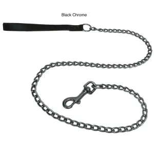 Platinum Pets Stainless Steel Chain Leash With Genuine Leather Handle 48" x 3mm